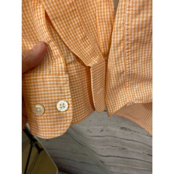 Men's Hartmarx Orange & White Gingham Button Down Shirt Size M - Picture 5 of 7